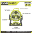 RYOBI PCL811B ONE+ 18V Cordless Hybrid WHISPER SERIES 7-1/2 in. Fan (Tool Only)