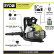 RYOBI RY38BP 175 MPH 760 CFM 38cc Gas Backpack Leaf Blower