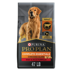 Purina Pro Plan High Protein Dry Dog Food With Probiotics for Dogs, Shredded Blend Beef and Rice Formula - 47 lb. Bag
