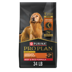 Purina Pro Plan Adult 7+ Complete Essentials Shredded Blend Beef and Rice Formula High Protein Dry Dog Food for Senior Dogs - 34 lb. Bag