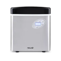 NewAir Portable Ice Maker 50 lb. Daily, 12 Cubes in Under 7 Minutes - Compact Countertop Design - 3 Size Bullet Shaped Ice - For Kitchen/Office/RV/Bar - Stainless Steel - AI-215SS