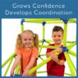Eezy Peezy Monkey Bars Climbing Tower - Active Outdoor Fun for Kids Ages 3 to 8 Years Old, Green/Blue