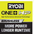 RYOBI P21014BTLVNM ONE+ HP 18V Brushless Whisper Series 130 MPH 450 CFM Cordless Battery Leaf Blower (Tool Only)
