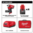 Milwaukee 2551-22 M12 FUEL SURGE 12V Lithium-Ion Brushless Cordless 1/4 in. Hex Impact Driver Compact Kit w/Two 2.0Ah Batteries, Bag