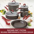 Rachael Ray 87630 12pc Cucina Piece Hard-Anodized Cookware Set, Red