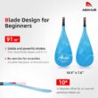 Abahub Carbon SUP Paddles, 1 x 3 Section Adjustable 67" - 86", Blue Wave