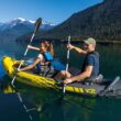 Explorer K2 Kayak, 2-Person Inflatable Kayak Set with Aluminum Oars and High Output Air Pump