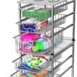 Simple Houseware Stackable 3 Tier Sliding Basket Organizer Drawer, Chrome