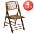 Flash Furniture 4-Pack Bamboo Standard Folding Chair with Solid Seat (Indoor or Outdoor)