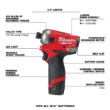 Milwaukee 2551-22-48-11-2420 M12 FUEL SURGE 12V Lithium-Ion Brushless Cordless 1/4 in. Hex Impact Driver Compact Kit with 2.0 Ah Battery