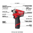 Milwaukee 2551-22-2457-20 M12 FUEL SURGE 12V Lithium-Ion Brushless Cordless 1/4 in. Hex Impact Driver Compact Kit w/ M12 3/8 in. Ratchet
