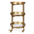 Kate and Laurel Celia Modern Glam 3-Tier Metal Bar Cart,13.75-in x 28-in, Gold, Decorative Round Serving Cart with Lockable Wheels