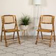Flash Furniture 4-Pack Bamboo Standard Folding Chair with Solid Seat (Indoor or Outdoor)