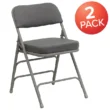 Flash Furniture 2-Pack Gray Fabric/Gray Frame Standard Folding Chair with Padded Seat (Indoor)