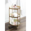 Kate and Laurel Celia Modern Glam 3-Tier Metal Bar Cart,13.75-in x 28-in, Gold, Decorative Round Serving Cart with Lockable Wheels