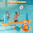 JOYIN Inflatable Pool Float Set Volleyball Net & Basketball Hoops, Summer Fun for Kids & Adults