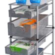 Simple Houseware Stackable 2 Tier Sliding Basket Organizer Drawer, Silver