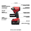 Milwaukee 2760-22 M18 FUEL SURGE 18V Lithium-Ion Brushless Cordless 1/4 in. Hex Impact Driver Compact Kit with Two 5.0 Ah Batteries