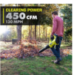 RYOBI P21014BTLVNM ONE+ HP 18V Brushless Whisper Series 130 MPH 450 CFM Cordless Battery Leaf Blower (Tool Only)
