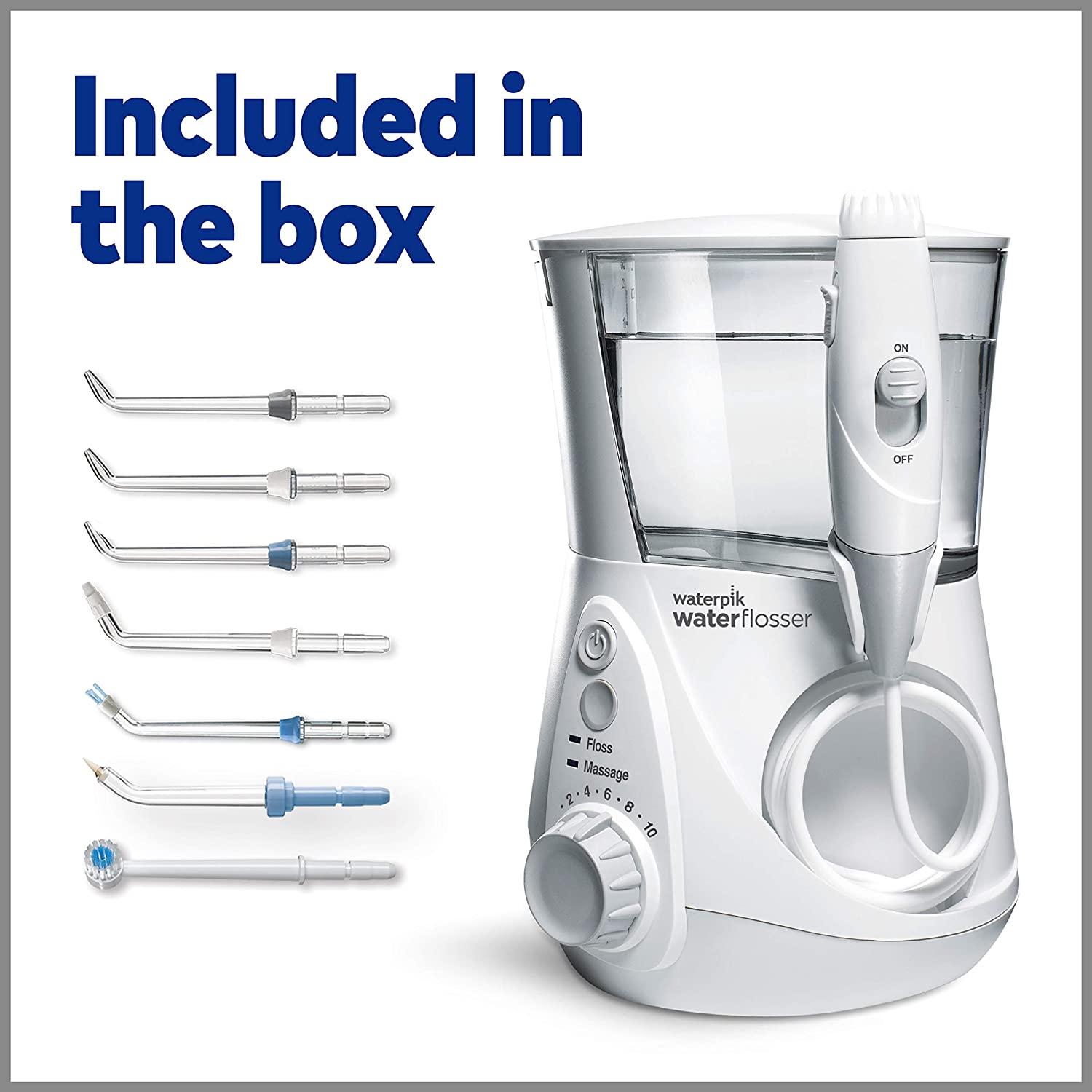 Waterpik Aquarius Water Flosser Professional For Teeth, Gums, Braces, Dental Care, Electric Power With 10 Settings, 7 Tips For Multiple Users And Needs, ADA Accepted, White WP-660 Waterpik Aquarius Water Flosser Professional For Teeth, Gums, Braces, Dental Care, Electric Power With 10 Settings, 7 Tips For Multiple Users And Needs, ADA Accepted, White WP-660 - Image 6