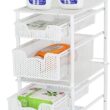 Simple Houseware Stackable 2 Tier Sliding Basket Organizer Drawer, White