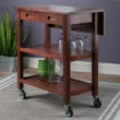 Winsome Wood Brown Wood Base with Wood Top Rolling Kitchen Cart (16.66-in x 28.27-in x 33.07-in)
