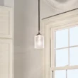 Kichler Winslow Brushed Nickel Modern/Contemporary Seeded Glass Cylinder Mini Pendant Light