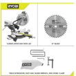 RYOBI TSS121-A181202 15 Amp 12 in. Corded Sliding Compound Miter Saw with 12 in. 60 Carbide Teeth Thin Kerf Miter Saw Blade