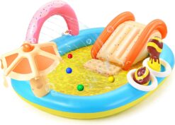 Hesung Inflatable Play Center, 98'' x 67'' x 32'' Kids Pool with Slide for Garden, Backyard Water Park