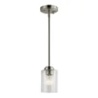Kichler Winslow Brushed Nickel Modern/Contemporary Seeded Glass Cylinder Mini Pendant Light