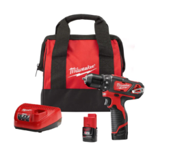 Milwaukee 2407-22 M12 12-Volt Lithium-Ion Cordless 3/8 in. Drill/Driver Kit with Two 1.5 Ah Batteries, Charger and Tool Bag