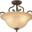 Portfolio  Linkhorn 3-Light 18-in Aged Bronze Incandescent Semi-flush Mount Light