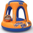 Swimming Pool Basketball Hoop Set by Hoop Shark - Orange/Blue - Inflatable Hoop with Ball - Perfect for Competitive Water Play and Trick Shots - Ultimate Summer Toy
