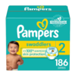 Diapers Size 2, 186 Count - Pampers Swaddlers Disposable Baby Diapers, (Packaging May Vary)