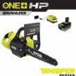 RYOBI P2570 ONE+ HP 18V Brushless Whisper Series 12 in. Cordless Battery Chainsaw with 6.0 Ah Battery and Charger