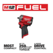 Milwaukee 2554-20 M12 FUEL 12V Lithium-Ion Brushless Cordless Stubby 3/8 in. Impact Wrench (Tool-Only)