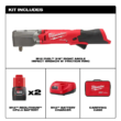 Milwaukee 2564-22 M12 FUEL 12V Lithium-Ion Brushless Cordless 3/8 in. Right Angle Impact Wrench Kit with Two 2.0 Ah Batteries