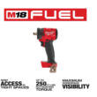 Milwaukee 2855-20 M18 FUEL GEN-3 18V Lithium-Ion Brushless Cordless 1/2 in. Compact Impact Wrench with Friction Ring (Tool-Only)
