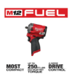 Milwaukee 2554-20-2557-20 M12 FUEL 12V Lithium-Ion Brushless Cordless Stubby 3/8 in. Impact Wrench and Ratchet Kit (Tool-Only Kit)