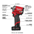 Milwaukee 2555-22-0852-20 M12 FUEL 12V Lithium-Ion Brushless Cordless Stubby 1/2 in. Impact Wrench Kit with Compact Spot Blower