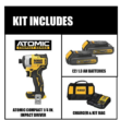 DEWALT DCF809C2 ATOMIC 20-Volt MAX Cordless Brushless Compact 1/4 in. Impact Driver, (2) 20-Volt 1.3Ah Batteries, Charger & Bag