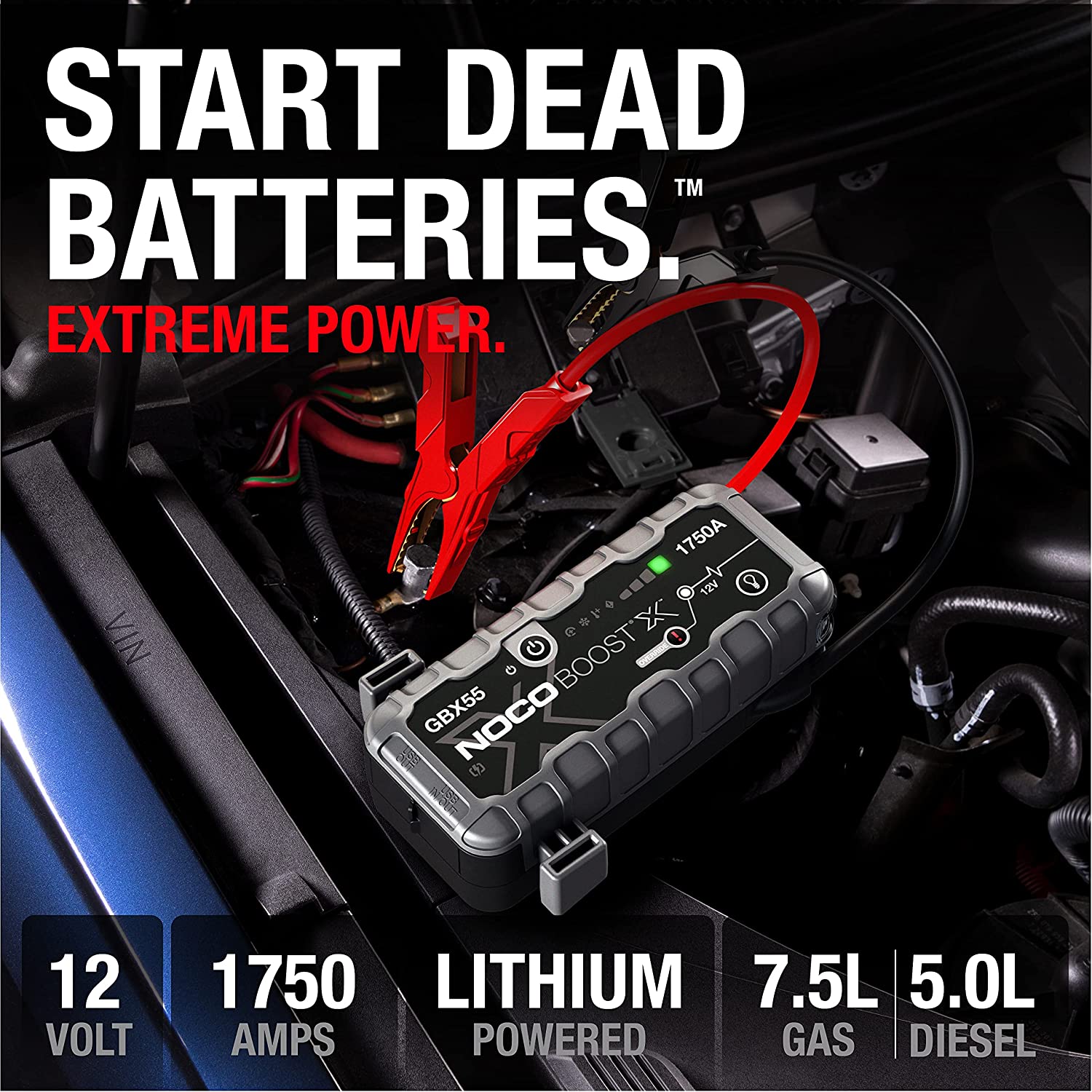 NOCO Boost X GBX55 1750A 12V UltraSafe Portable Lithium Jump Starter, Car Battery Booster Pack NOCO Boost X GBX55 1750A 12V UltraSafe Portable Lithium Jump Starter, Car Battery Booster Pack - Image 2