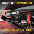 Fanttik T8 APEX 2000 Amp Jump Starter, 65W Two-Way Fast Charging, for Up to 8.5L Gas and 6L Diesel Engines (65W Charger Included)