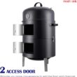 Realcook Vertical 17 Inch Steel Charcoal Smoker, Heavy Duty Round BBQ Grill for Outdoor Cooking, Black