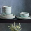 Gibson Home Rockaway 12 Piece Dinnerware, Teal Matte