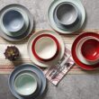 Gibson Home Rockaway 12 Piece Dinnerware, Teal Matte