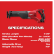 Milwaukee 2621-20-48-11-1837 M18 18V Lithium-Ion Cordless SAWZALL Reciprocating Saw with Two 3.0Ah Batteries