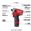 Milwaukee 2551-22-2415-20 M12 FUEL SURGE 12V Lithium-Ion Brushless Cordless 1/4 in. Hex Impact Driver Compact Kit with M12 Right Angle Drill
