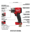 Milwaukee 2962-20-2880-20 M18 FUEL Gen-2 18V Lithium-Ion Brushless Cordless Mid Torque 1/2 in. Impact Wrench with Friction Ring with Grinder