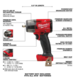 Milwaukee 2960-20-49-16-2960 M18 FUEL 18V Lithium-Ion Mid Torque Brushless Cordless 3/8 in. Impact Wrench with Friction Ring, Protective Boot